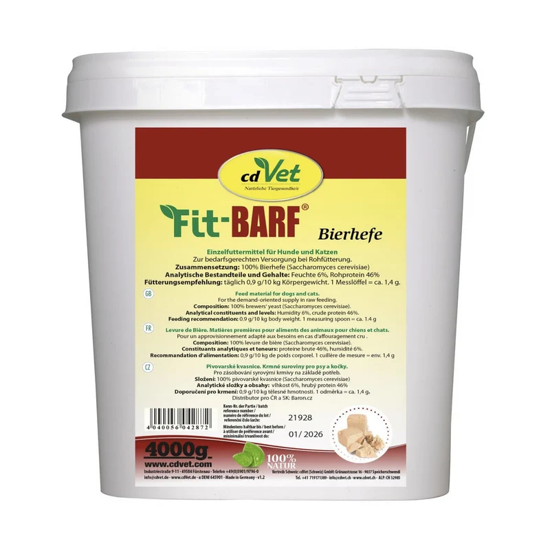 cdVet Fit-BARF Bierhefe-Pulver – Premium B-Vitamine & Darmflora-Unterstützung für natürliche BARF-Fütterung bei Hund & Katze