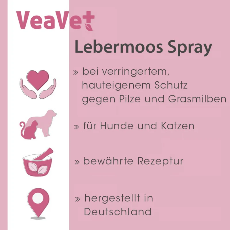 cdVet VeaVet Lebermoos Spray – Natürliche Hautpflege bei Juckreiz, Rötungen & Hautirritationen für Hunde, Katzen & Nager