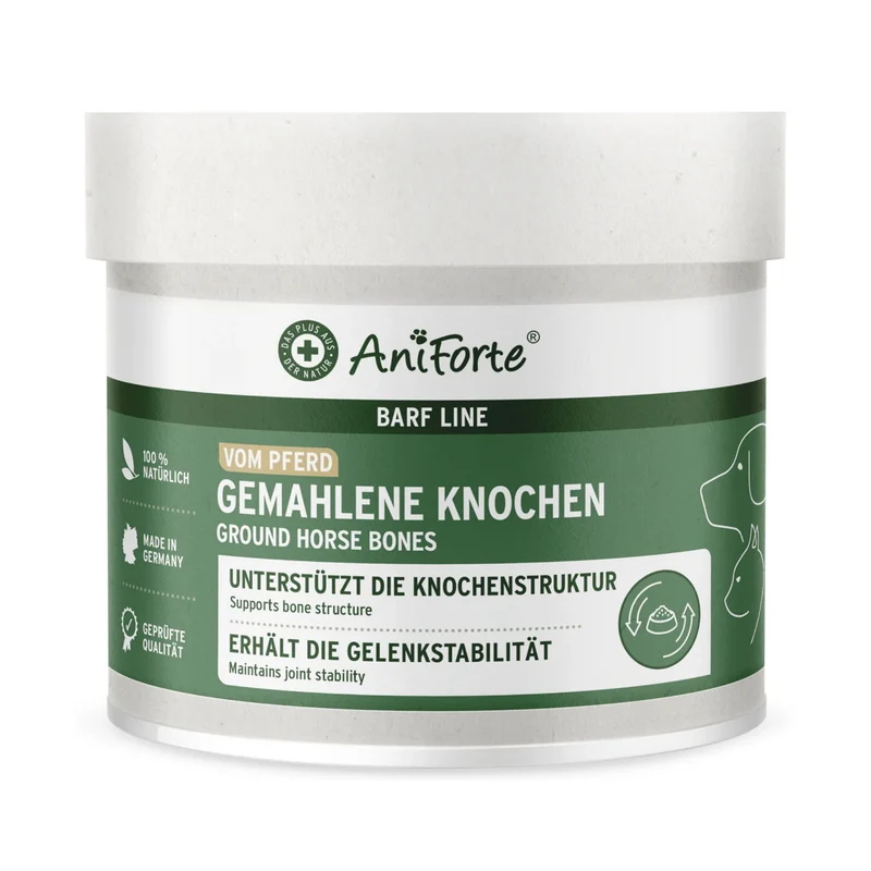 AniForte Gemahlene Pferdeknochen für Hunde – Natürliche BARF-Ergänzung für starke Knochen & gesunde Zähne