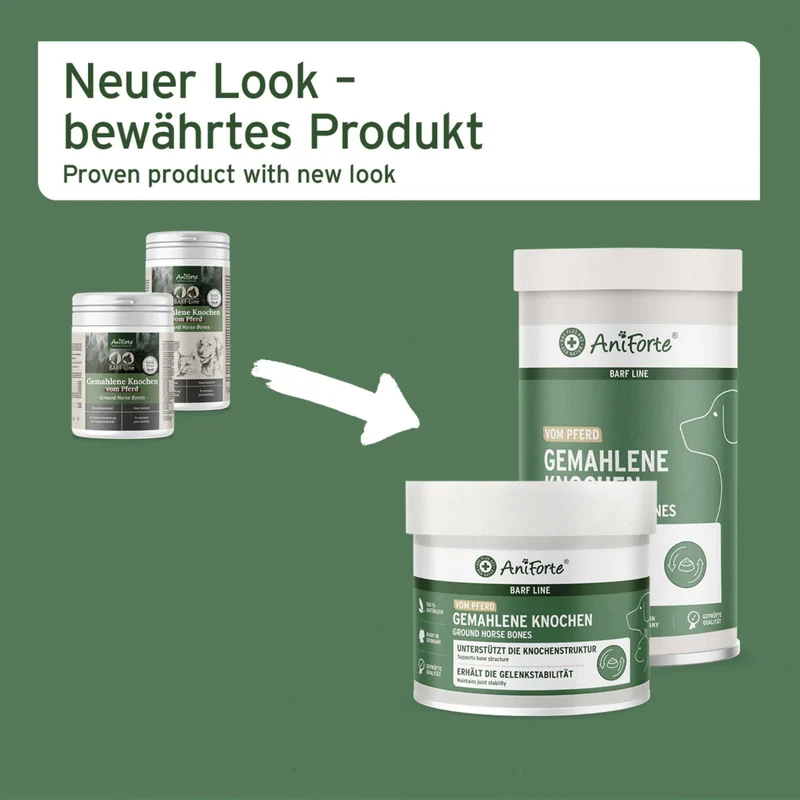 AniForte Gemahlene Pferdeknochen für Hunde – Natürliche BARF-Ergänzung für starke Knochen & gesunde Zähne