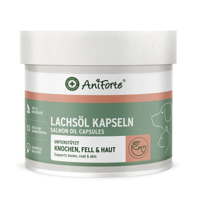 AniForte Lachsöl Kapseln für Hunde – Omega-3 für glänzendes Fell, gesunde Haut & starke Gelenke