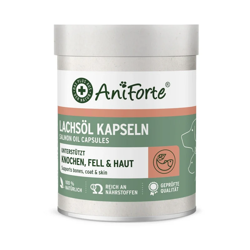 AniForte Lachsöl Kapseln für Hunde – Omega-3 für glänzendes Fell, gesunde Haut & starke Gelenke
