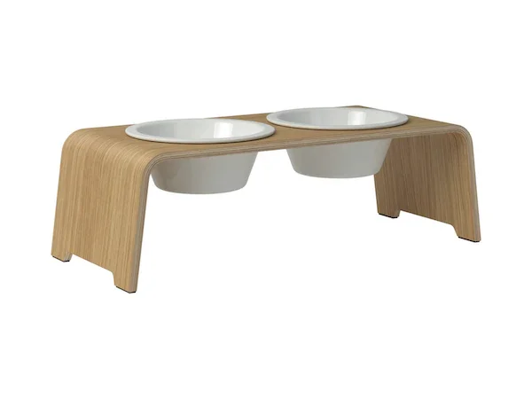 Futterstation dogBar® für Hunde | Porzellan | Eiche hell | NEU: 6 Größen