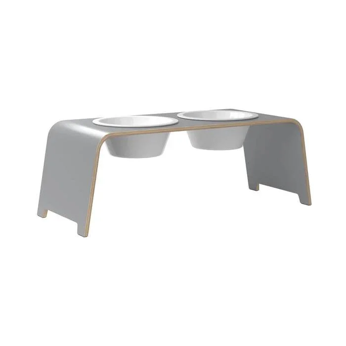Futterstation dogBar® für Hunde | Porzellan | Grau | NEU: 6 Größen