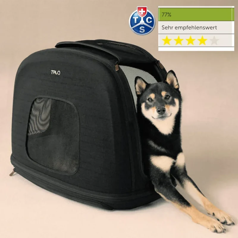 Crashgetestete Isofix Transportbox Auto Tavo Crispin für Hunde | 3 Größen bis 27.2 kg | Farbe: Onyx