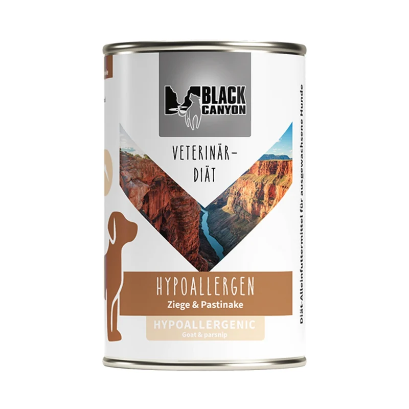 Black Canyon Hypoallergen Ziege – Veterinär-Diät Nassfutter für Hunde mit Allergien, Futtermittelunverträglichkeiten & sensiblem Verdauungssystem | Getreidefrei, Monoprotein