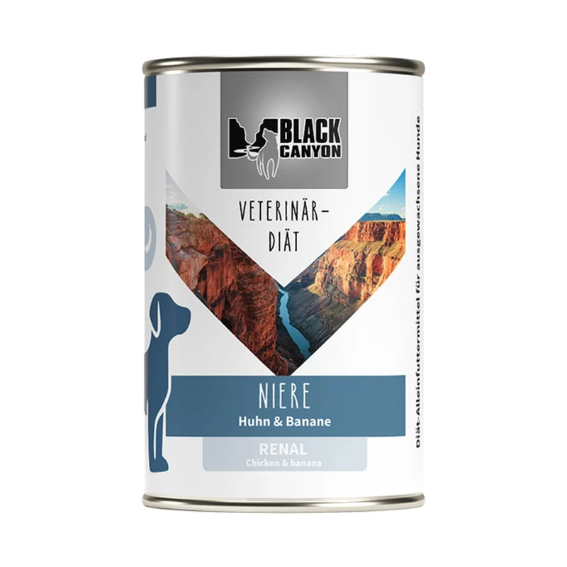 Black Canyon Niere – Veterinär-Diät-Nassfutter für ausgewachsene Hunde mit Nierenerkrankung | Huhn & Banane, glutenfrei, schonend gegart