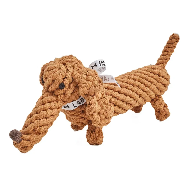 Öko-Hundespielzeug "Diego Dackel" | 100% Baumwolle & recyclebar | Natürliche Zahnpflege