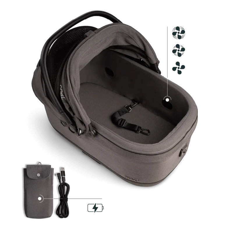 Isofix Autositz & Transportbox Maeve™ iso6x Wind Tavo | Integriertes Belüftungssystem | für Hunde bis 18 kg | GREENGUARD-Gold-Zertifizierung | Ashen