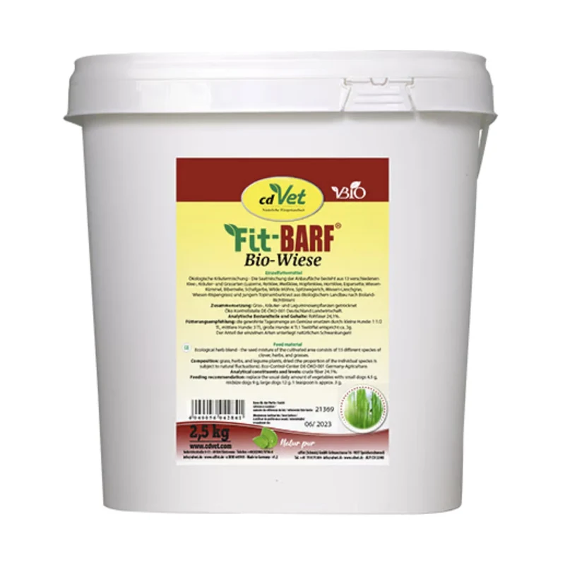cdVet Fit-BARF Bio-Wiese – Natürliche Mineralien & Vitamine aus Bio-Kräutern für gesunde BARF-Ernährung beim Hund