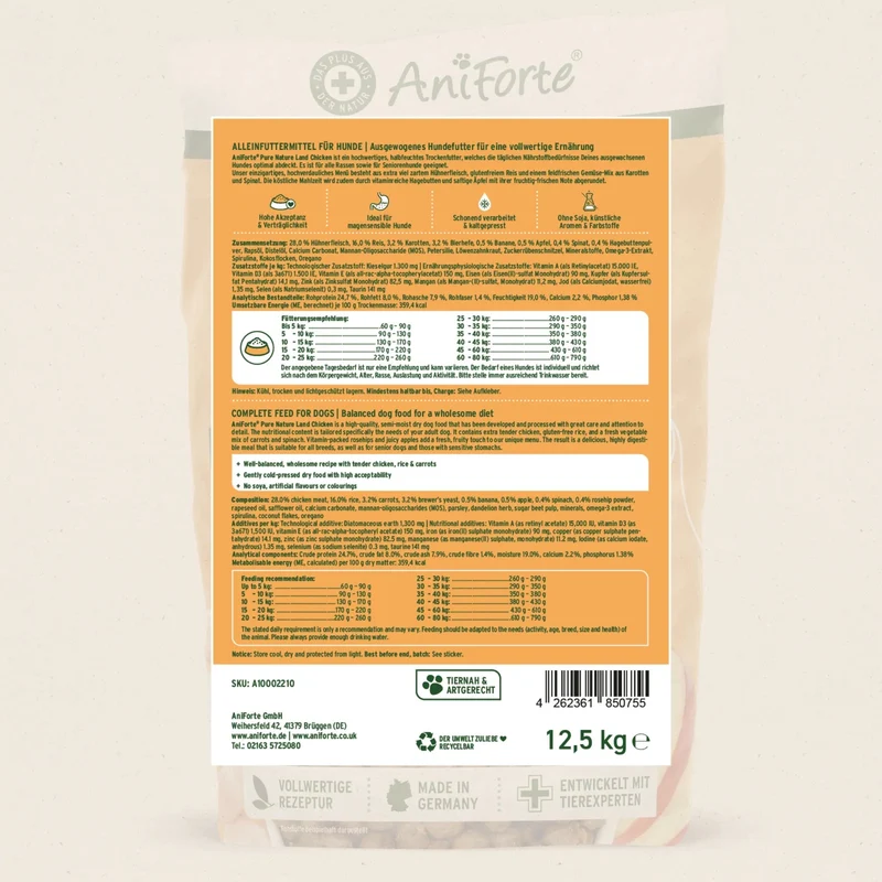 AniForte Pure Nature Land Chicken Halbfeuchtes Hunde Trockenfutter – Natürlich, Schmackhaft & Ohne Zusatzstoffe für ausgewachsene & ältere Hunde