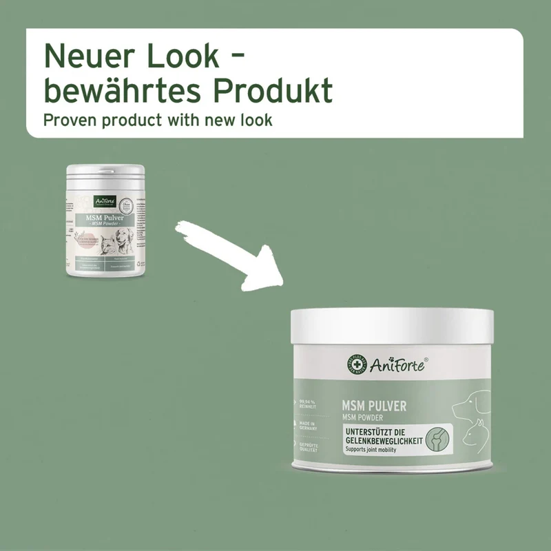 AniForte MSM Pulver für Hunde – Hochreines Methylsulfonylmethan für gesunde Gelenke & Beweglichkeit