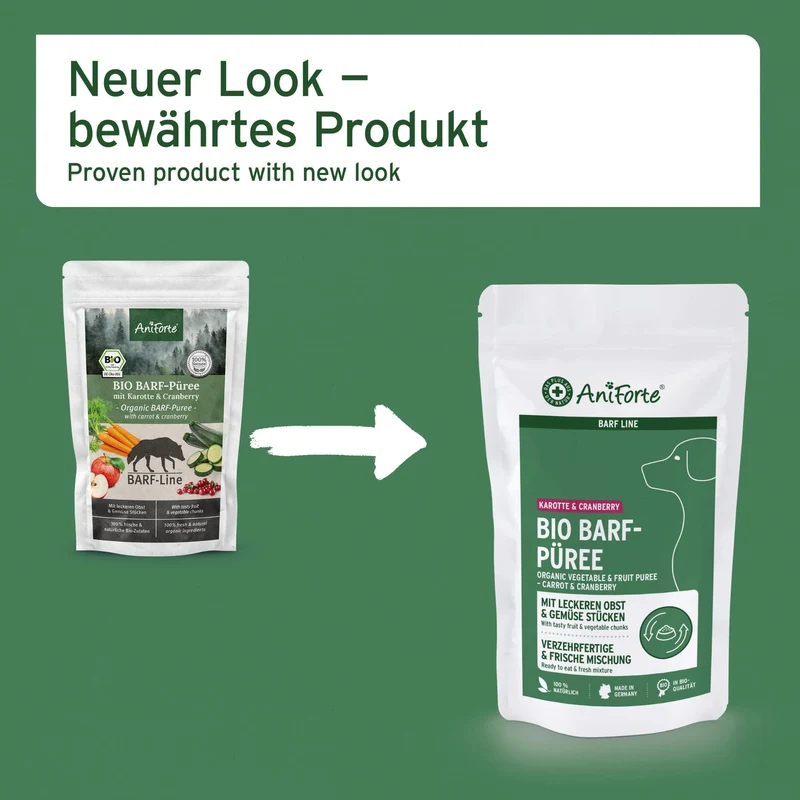AniForte BIO BARF-Püree mit Karotte & Cranberry – Natürliche Vitaminpower für Hunde