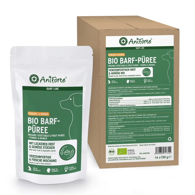AniForte BIO BARF-Püree mit Fenchel & Mango für Hunde – Für natürliche Verdauungsunterstützung