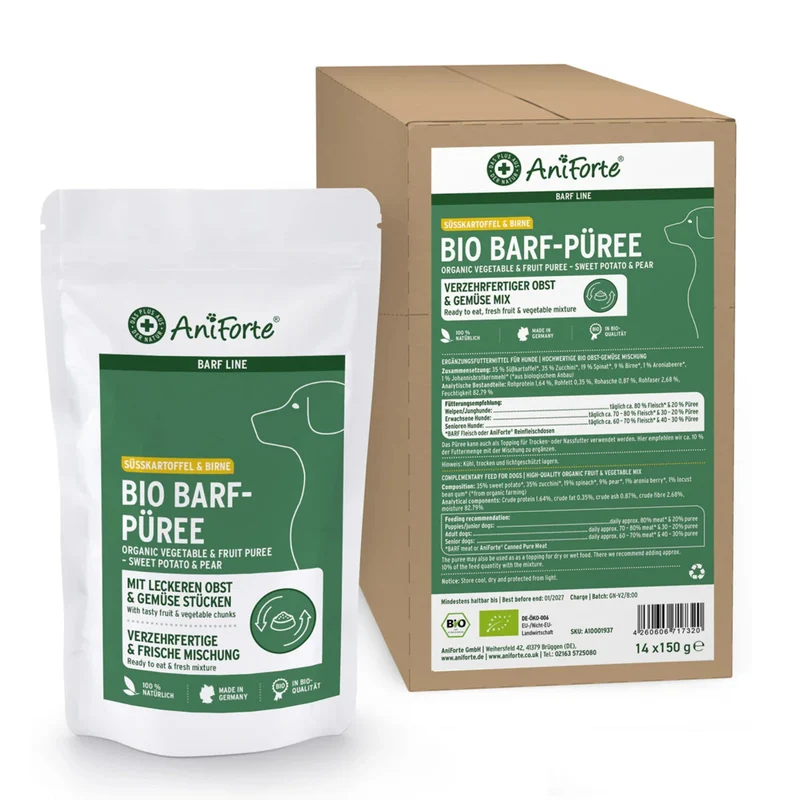 AniForte BIO BARF-Püree mit Süßkartoffel & Birne – Natürliche Nahrungsergänzung für Hunde