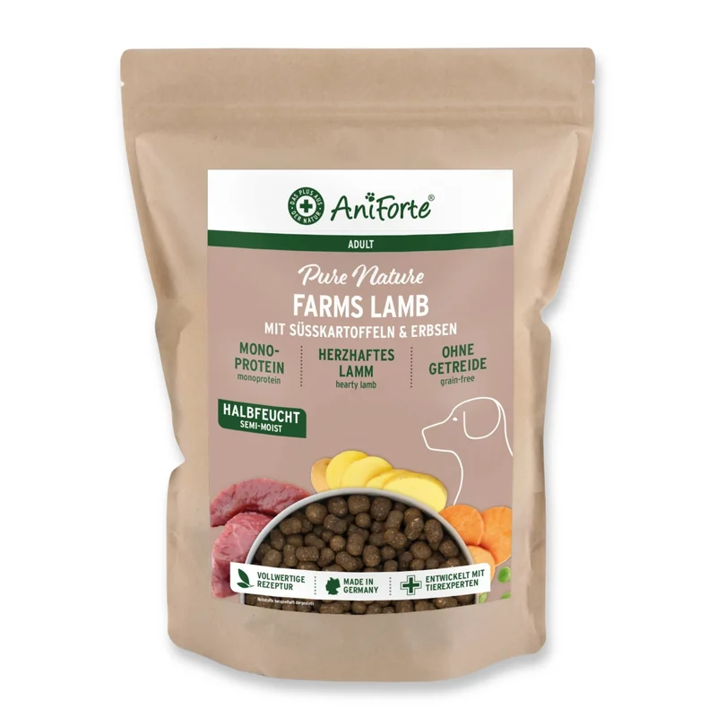 AniForte Farms Lamb – Kaltgepresstes Lamm Trockenfutter getreidefrei für sensible & ältere Hunde mit empfindlicher Verdauung, Magen & Darm – Natürlich, leicht verdaulich & reich an Omega-3