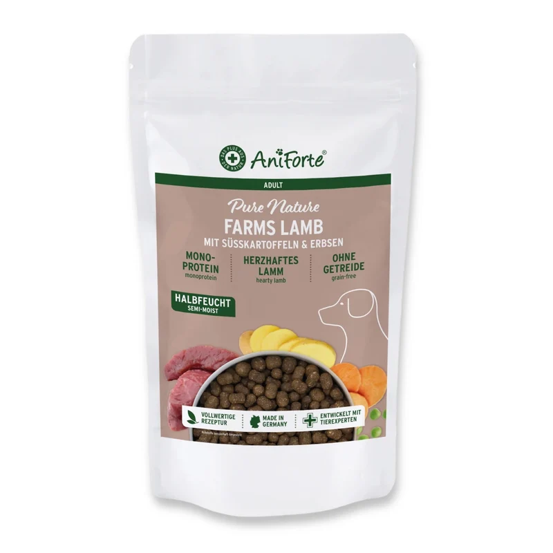 AniForte Farms Lamb – Kaltgepresstes Lamm Trockenfutter getreidefrei für sensible & ältere Hunde mit empfindlicher Verdauung, Magen & Darm – Natürlich, leicht verdaulich & reich an Omega-3