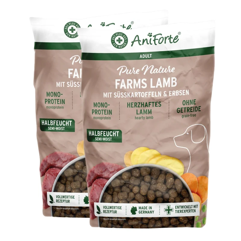 AniForte Farms Lamb – Kaltgepresstes Lamm Trockenfutter getreidefrei für sensible & ältere Hunde mit empfindlicher Verdauung, Magen & Darm – Natürlich, leicht verdaulich & reich an Omega-3