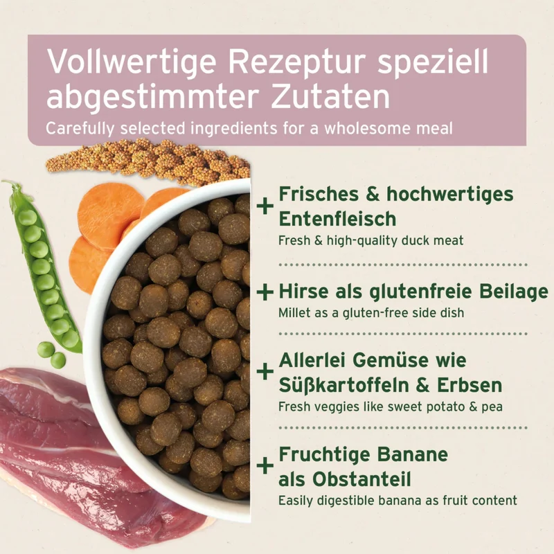 AniForte Pure Nature Freeland Duck Hunde Trockenfutter – Halbfeucht, Leicht Verdaulich & Reich an Omega-3 für sensible & ältere Hunde