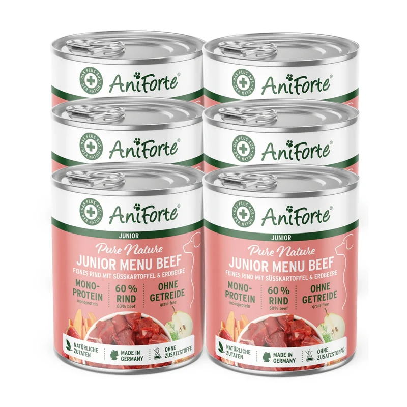AniForte Pure Nature Junior Menu Beef – Premium Welpen-Nassfutter für gesundes Wachstum, 100% natürlich & getreidefrei
