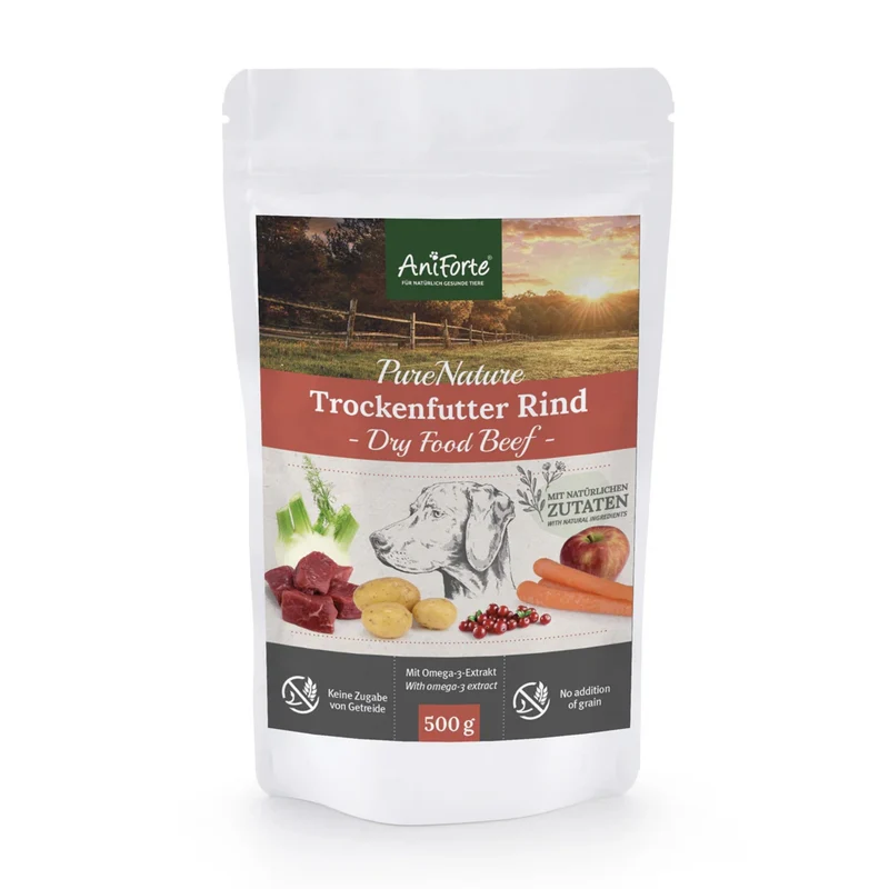 AniForte Pure Nature Country Beef Trockenfutter für Hunde – Getreidefrei, Reich an Omega-3, Ideal für Allergiker