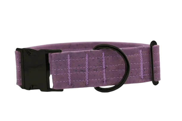 Hundehalsband mit Klickverschluss | Korkleder | Robust & Vegan | Flieder/Schwarz
