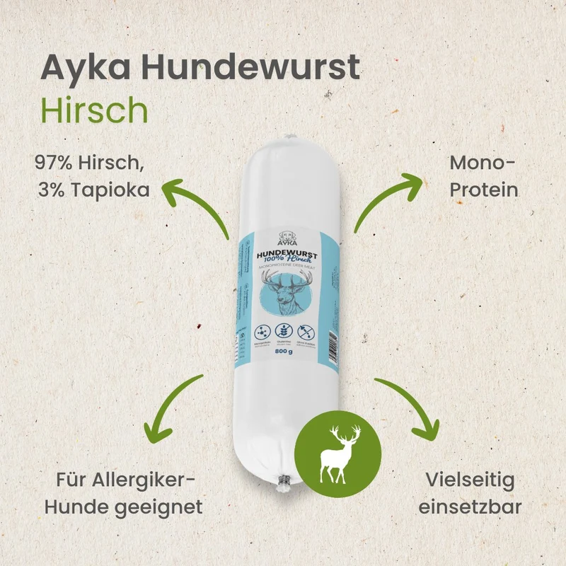 Hundewurst Hirsch - Pures Fleisch