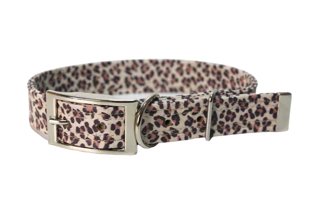 Hundehalsband mit Dornschnalle | Korkleder | Robust & Vegan | Leo weiß/silber