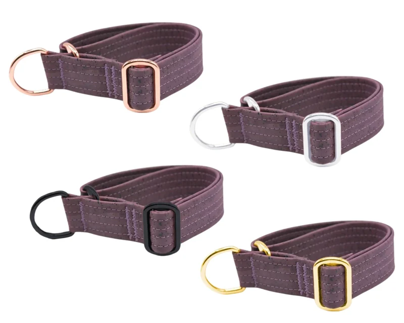 Zugstopp Halsband | Korkleder | Robust & Vegan | Flieder | Beschläge wählbar