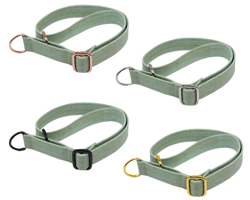 Zugstopp Halsband | Korkleder | Robust & Vegan | Mint | Beschläge wählbar
