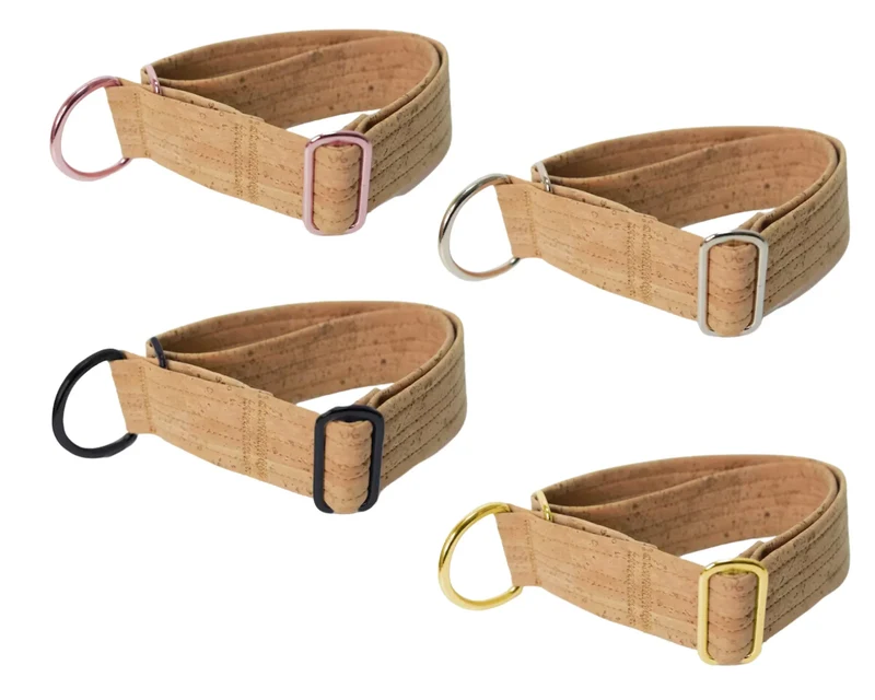Zugstopp Halsband | Korkleder | Robust & Vegan | Natur | Beschläge wählbar