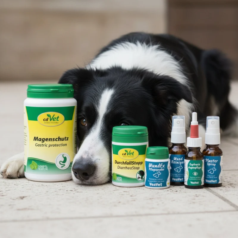 cdVet Notfall-Set für unterwegs – Erste Hilfe für Hunde bei Durchfall, Wunden, Magenproblemen & Augenpflege