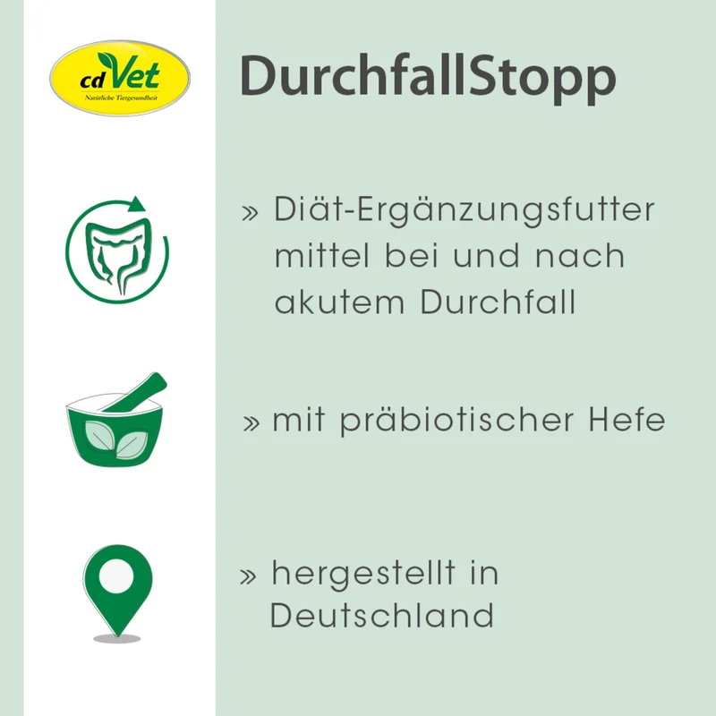 cdVet Durchfall Stopp – Natürliche Soforthilfe bei Durchfall für Hunde & Katzen | Stabilisiert die Darmflora schnell & sanft