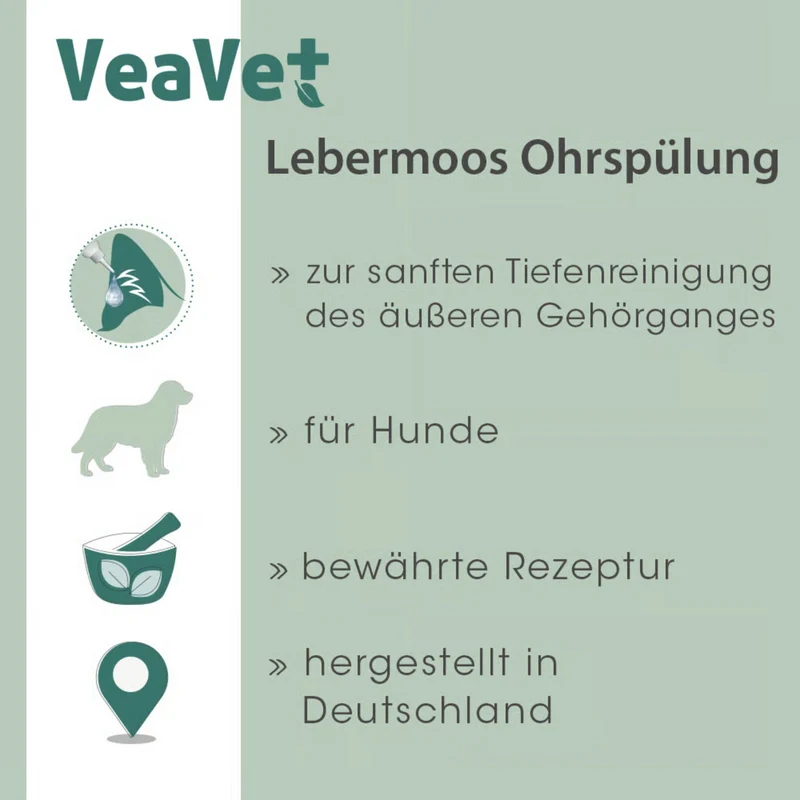 cdVet VeaVet Lebermoos Ohrspülung – Natürliche Ohrreinigung für Hunde gegen Juckreiz, Schmutz & Bakterien