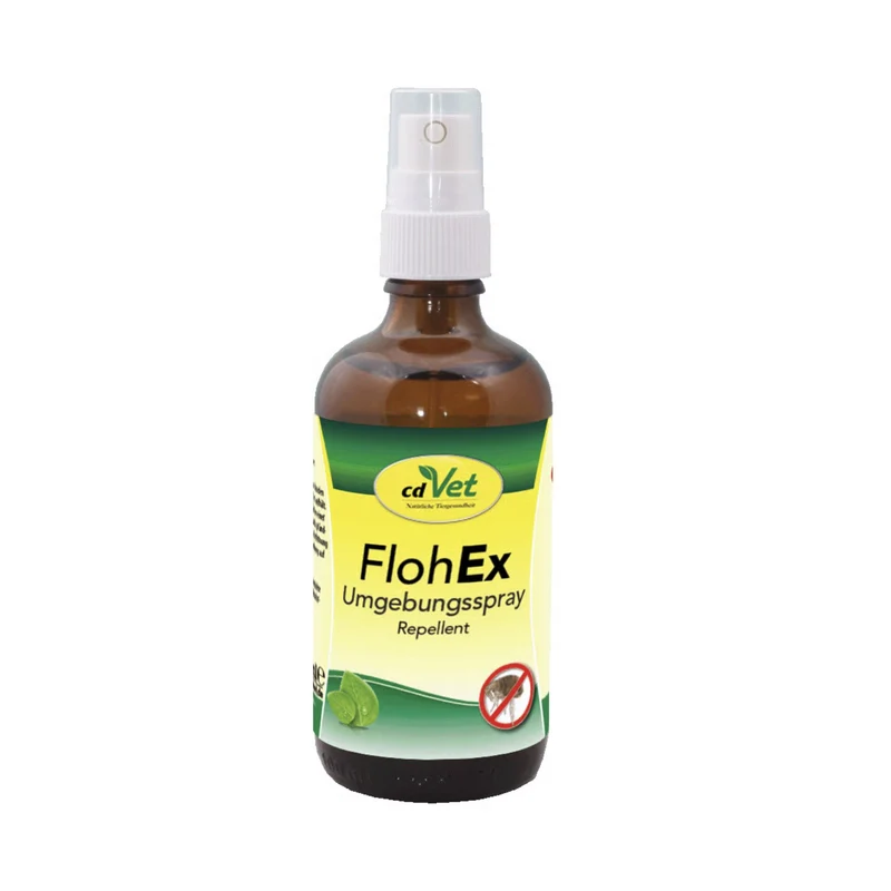cdVet FlohEx Umgebungsspray – Natürlicher Flohschutz für Hundebetten, Katzenkörbe & Liegeplätze mit ätherischen Ölen