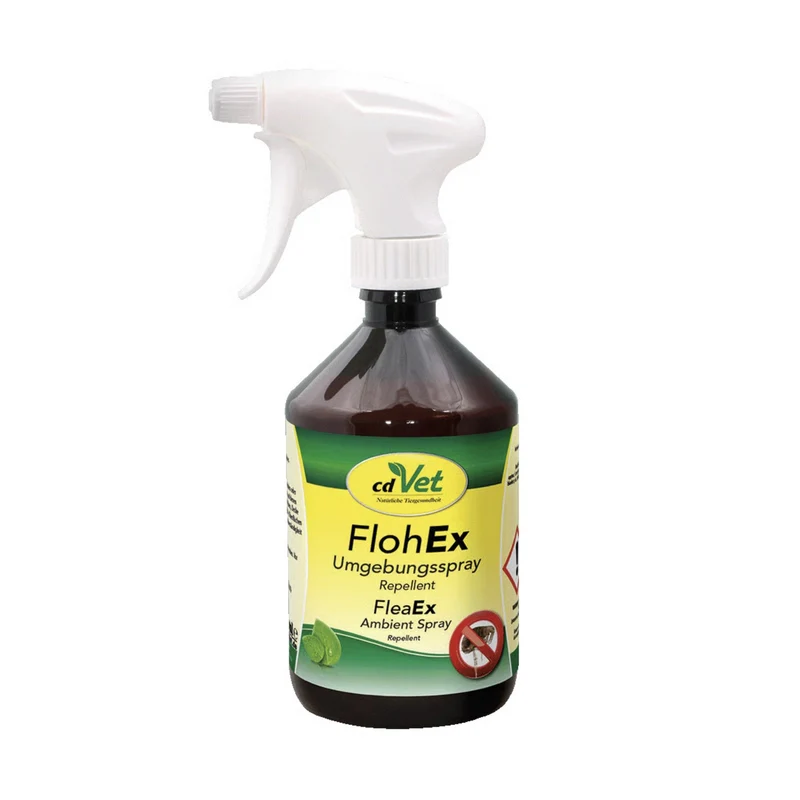cdVet FlohEx Umgebungsspray – Natürlicher Flohschutz für Hundebetten, Katzenkörbe & Liegeplätze mit ätherischen Ölen