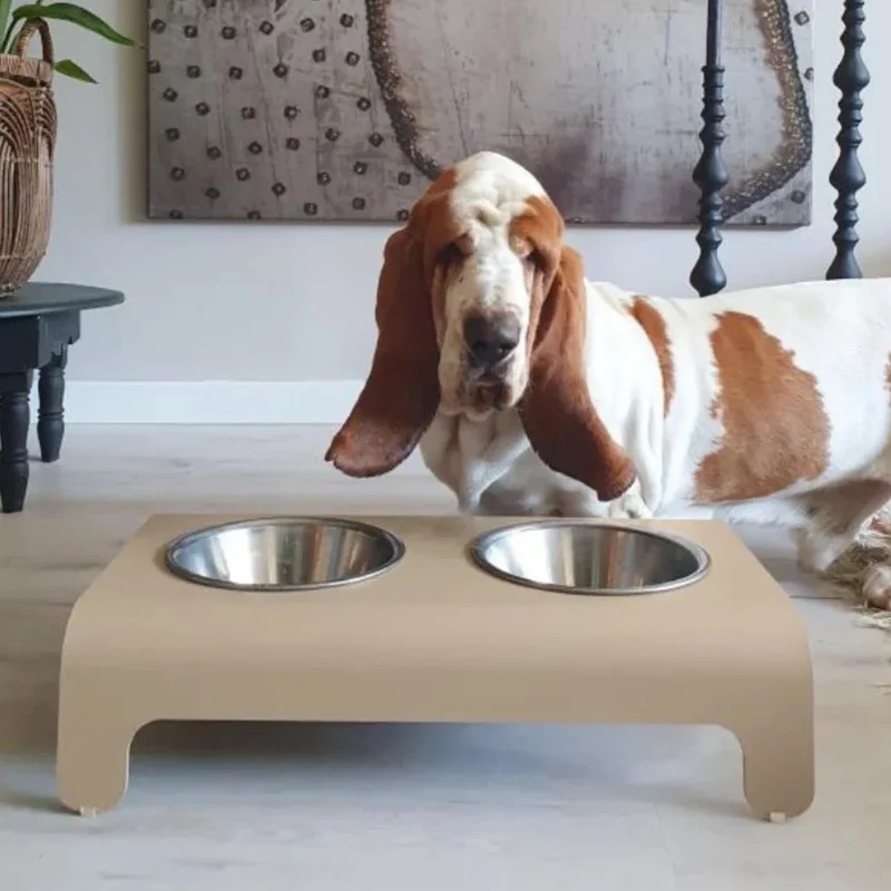 LABBVENN RICO Futterstation für Hunde | Edelstahlnäpfe | 3 Größen | Mokka