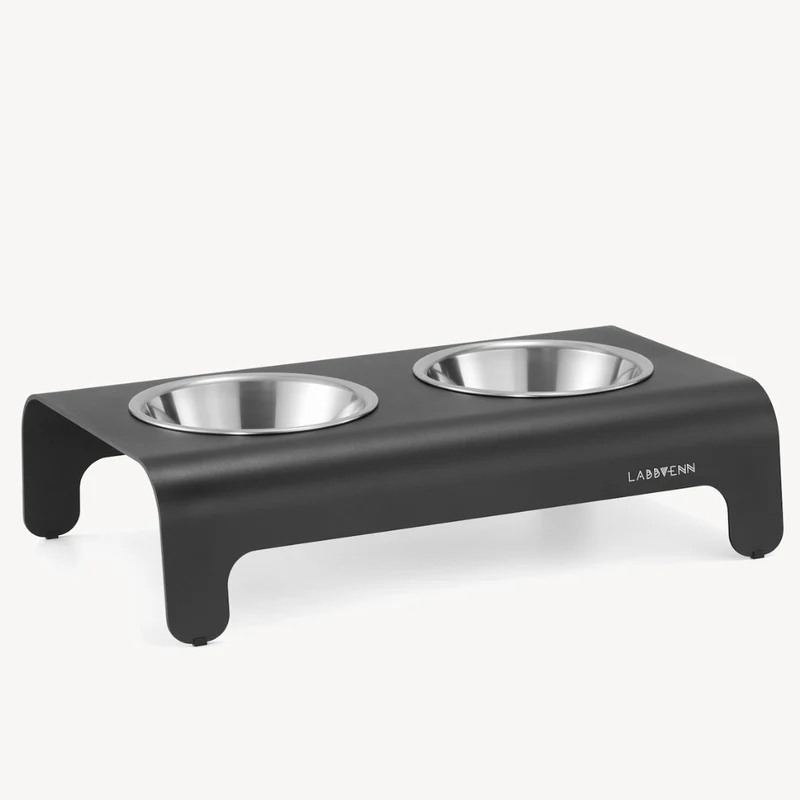 LABBVENN RICO Futterstation für Hunde | Edelstahlnäpfe | 3 Größen | Schwarz