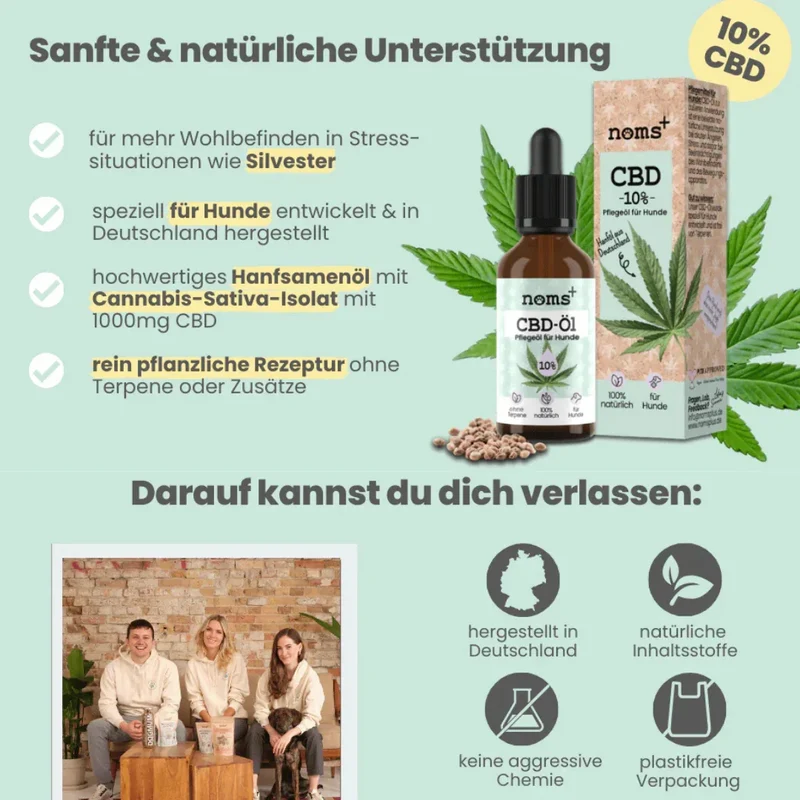 Noms+ 10% CBD Tropfen für Hunde | 100% natürlich & sanft | 10ml Öl