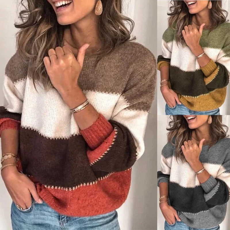 Autumn Winter Loose Leopard Print Sweater Womens