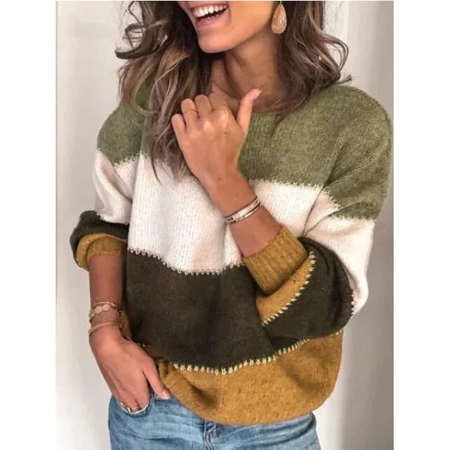 Autumn Winter Loose Leopard Print Sweater Womens