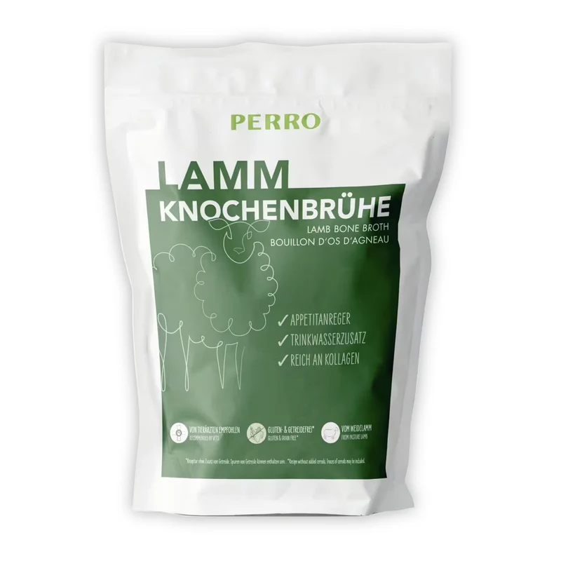Perro Lamm Knochenbrühe für Hunde – Natürliche Flüssigkeitszufuhr mit Kollagen für Gelenke & Darmgesundheit