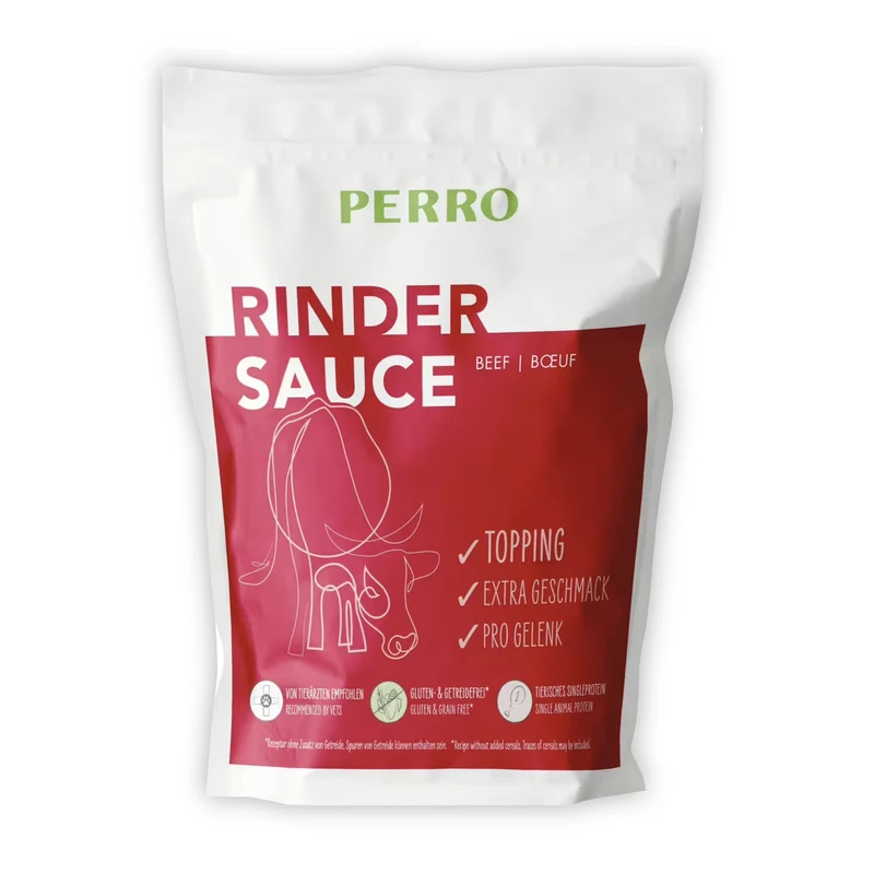 Perro Topping Rinder Sauce – Schmackhafte Knochenbrühe für wählerische Hunde & Katzen | Hypoallergen & Getreidefrei