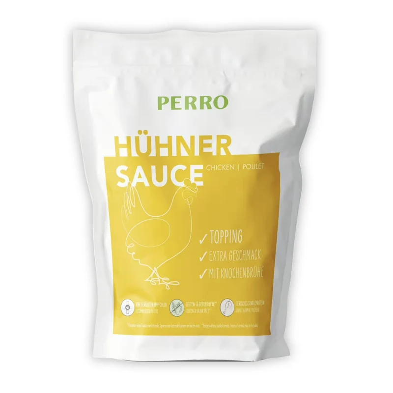 Perro Topping Hühner Sauce – Hypoallergene Futtersauce für Hunde & Katzen mit Knochenbrühe, Leber & Huhn | Fettarm, Getreidefrei & Glutenfrei