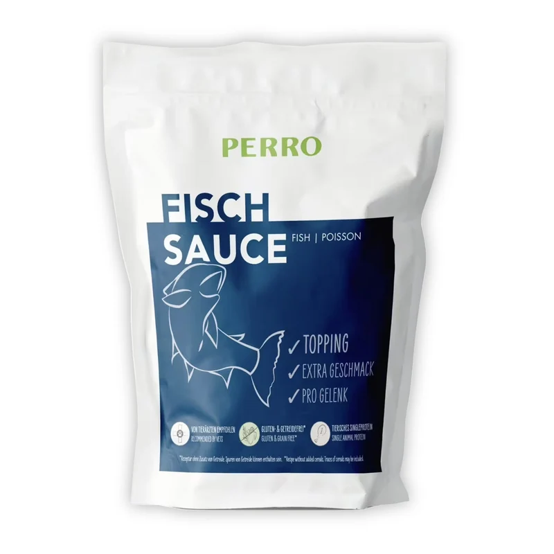 Perro Topping Fisch Sauce – Hypoallergene Futterergänzung mit Knochenbrühe für mehr Geschmack & Flüssigkeitsaufnahme