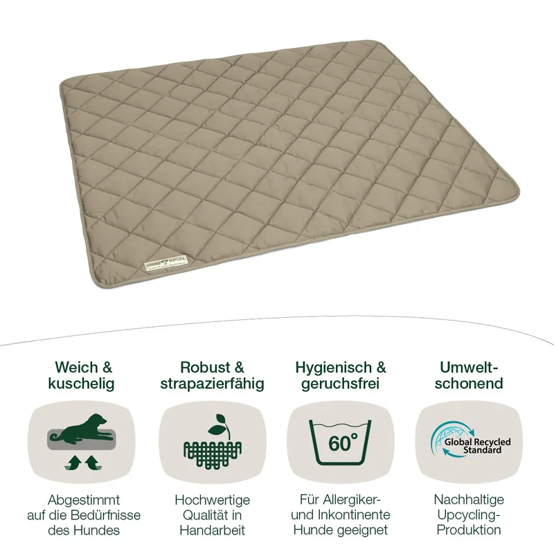 Öko Hundedecke Davos HOUND&NATURE | Wasserfest & recycelte Materialien | Oeko-Tex® Standard 100 | Taupe