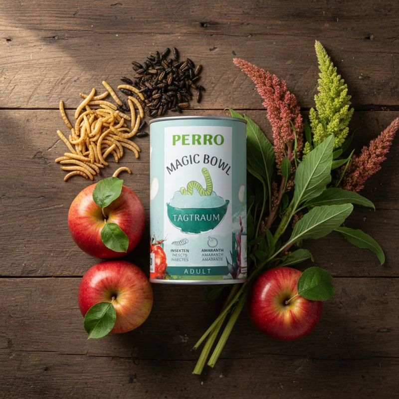 Perro Magic Bowl Tagtraum – Getreidefrei, sanft verdaulich & reich an natürlichen Nährstoffen | Insekten, Amaranth & Apfel | Nassfutter für erwachsene Hunde