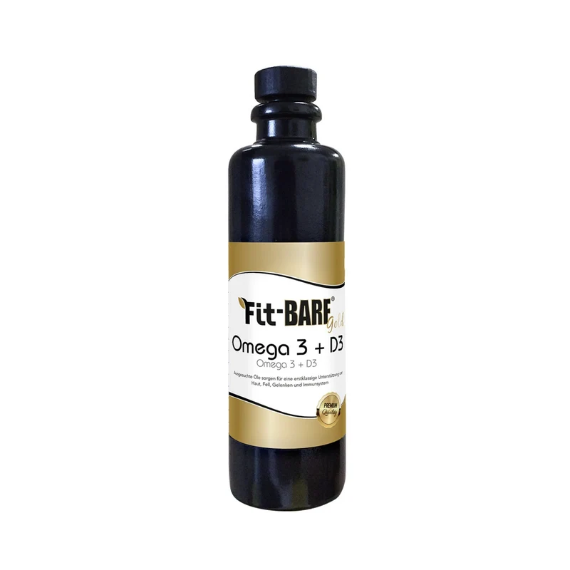 cdVet Fit-BARF Gold Omega-3+D3 – Premium Lachsöl mit Vitamin D3 & E für Hunde und Katzen – Natürliche Unterstützung für Haut, Fell, Gelenke & Immunsystem