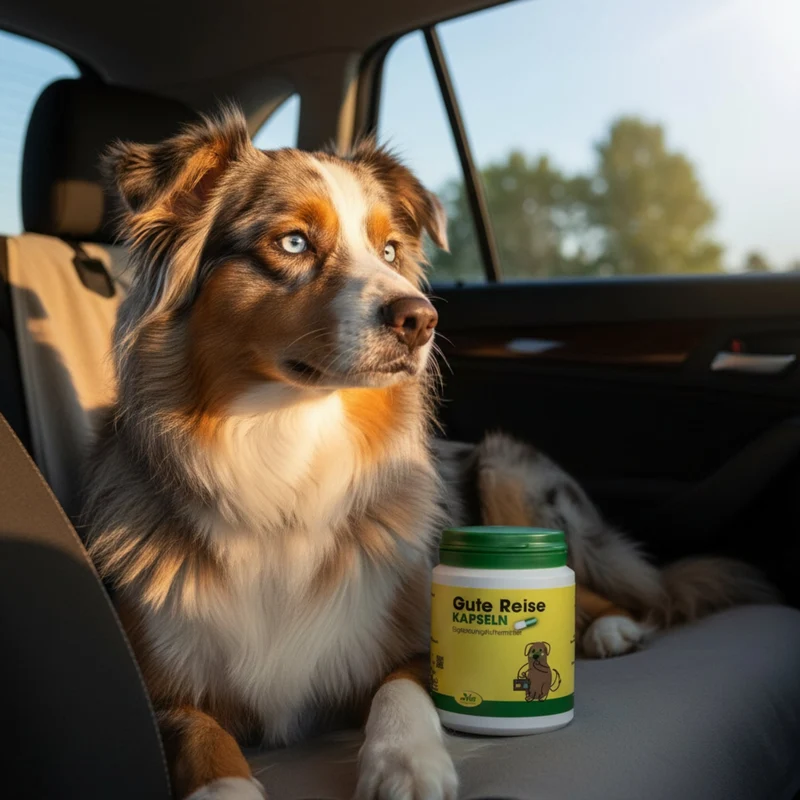 cdVet Gute Reise Kapseln – Natürliche Hilfe gegen Reiseübelkeit, Stress & Nervosität bei Hunden – Pflanzliche Beruhigung für entspannte Autofahrten, Urlaub & Tierarztbesuche