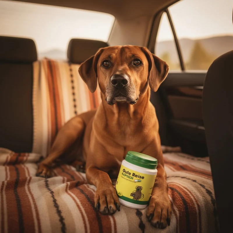 cdVet Gute Reise Kapseln – Natürliche Hilfe gegen Reiseübelkeit, Stress & Nervosität bei Hunden – Pflanzliche Beruhigung für entspannte Autofahrten, Urlaub & Tierarztbesuche